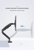 NB F100A sprężyna gazowa ramię 22-35 calowy ekran uchwyt 360 obrót Tilt obrotowy Monitor biurkowy ramię montażowe z dwoma portami USB3.0 4
